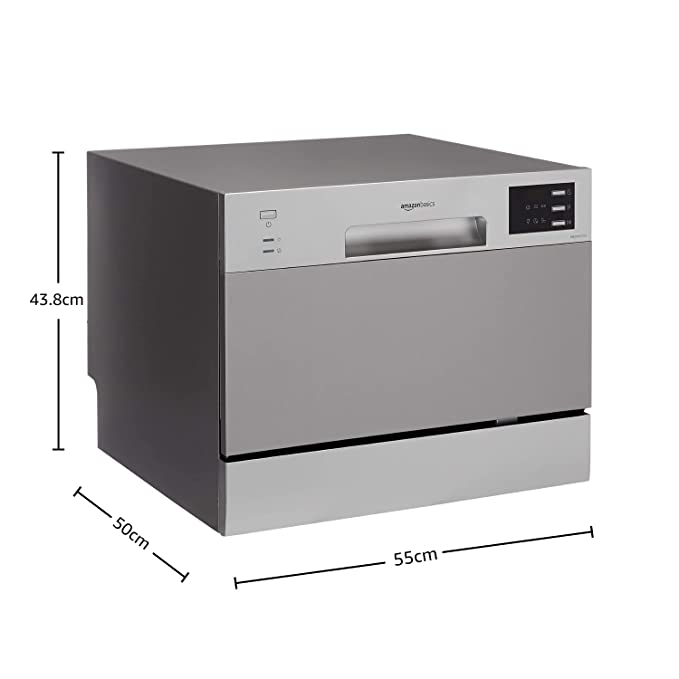 AmazonBasics 6 Place Setting Dishwasher (with Scheduler, Tough Indian Masala and Oil stains, Silver) (OPEN BOX) AmazonBasics 6 Place Setting Dishwasher (with Scheduler, Tough Indian Masala and Oil stains, Silver) (OPEN BOX)